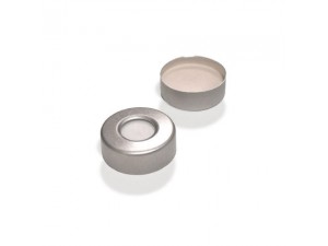 ND20 Closures, Open Top, Aluminum Crimp Cap with Natural PTFE/Natural Silicone Septa